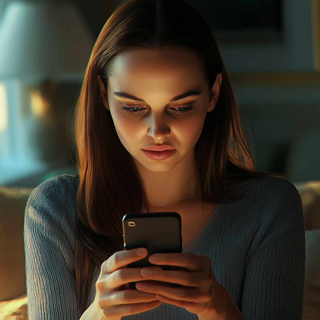 A woman looking at her phone | Source: No source