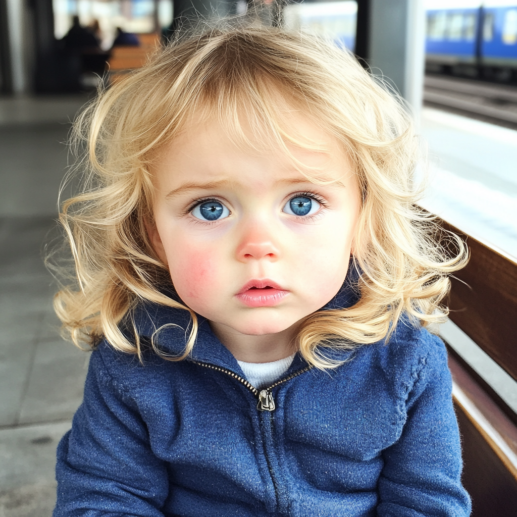 A little girl sitting on a bench | Source: no source