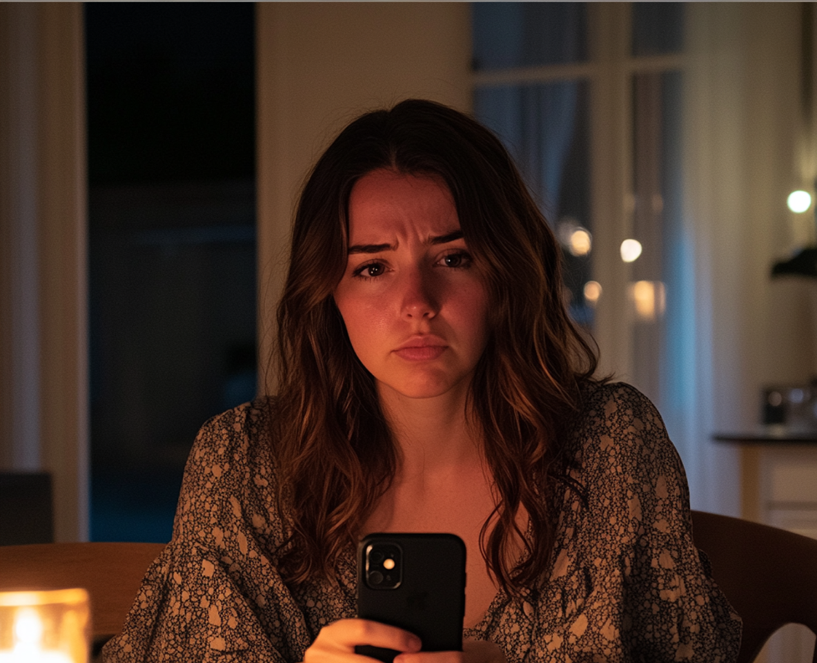 An upset woman sitting at a dining table | Source: no source