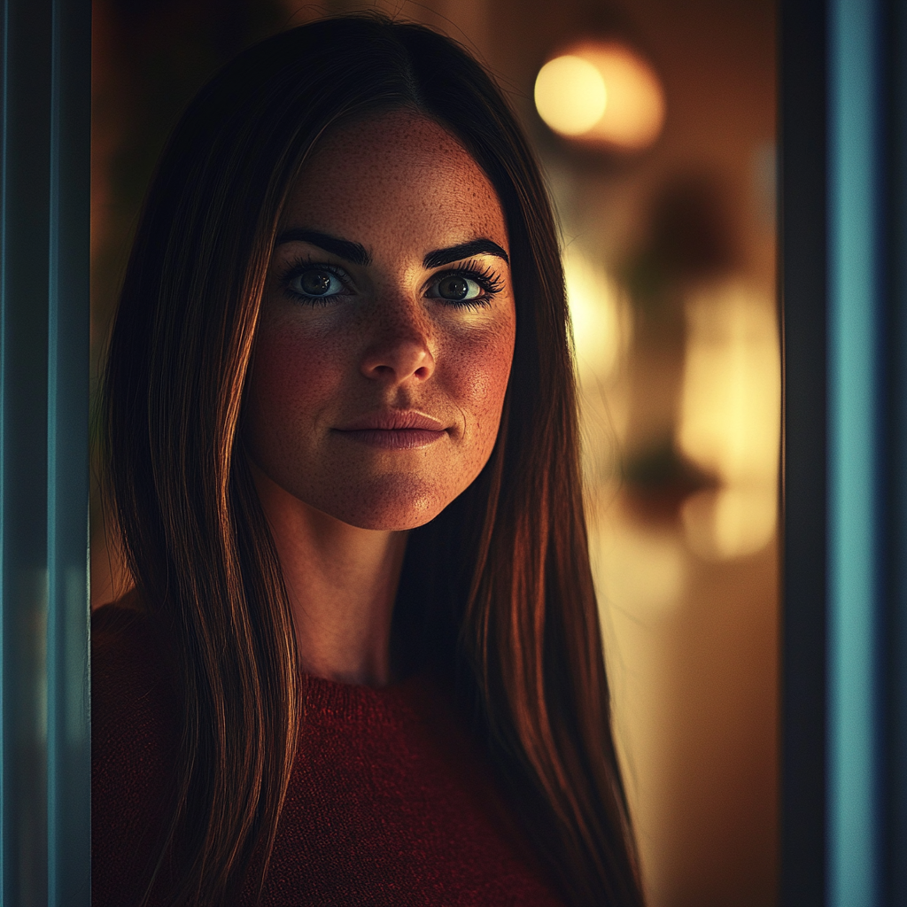 A smiling woman at the doorway | Source: no source