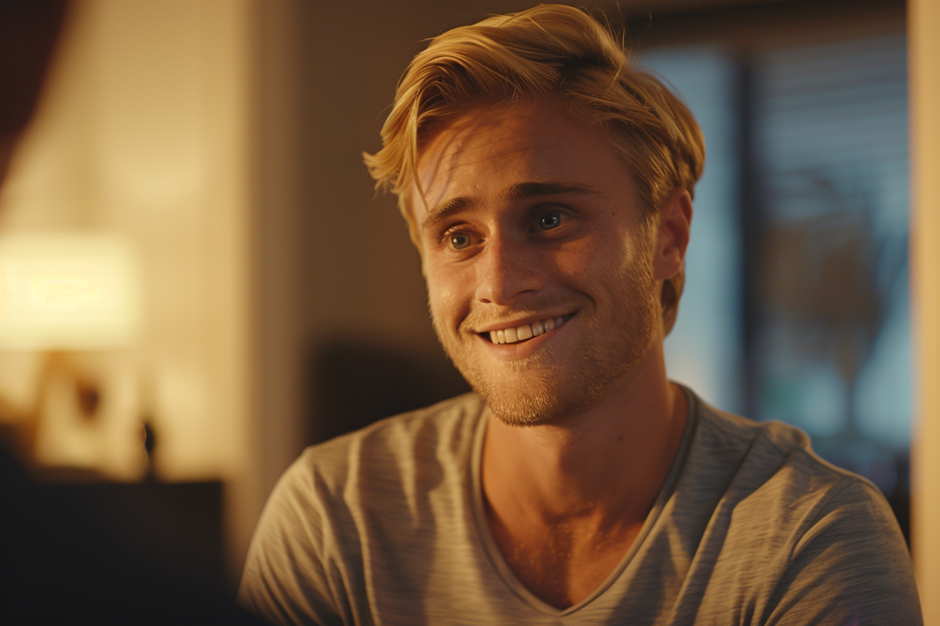 A man smiling while talking | Source: No source