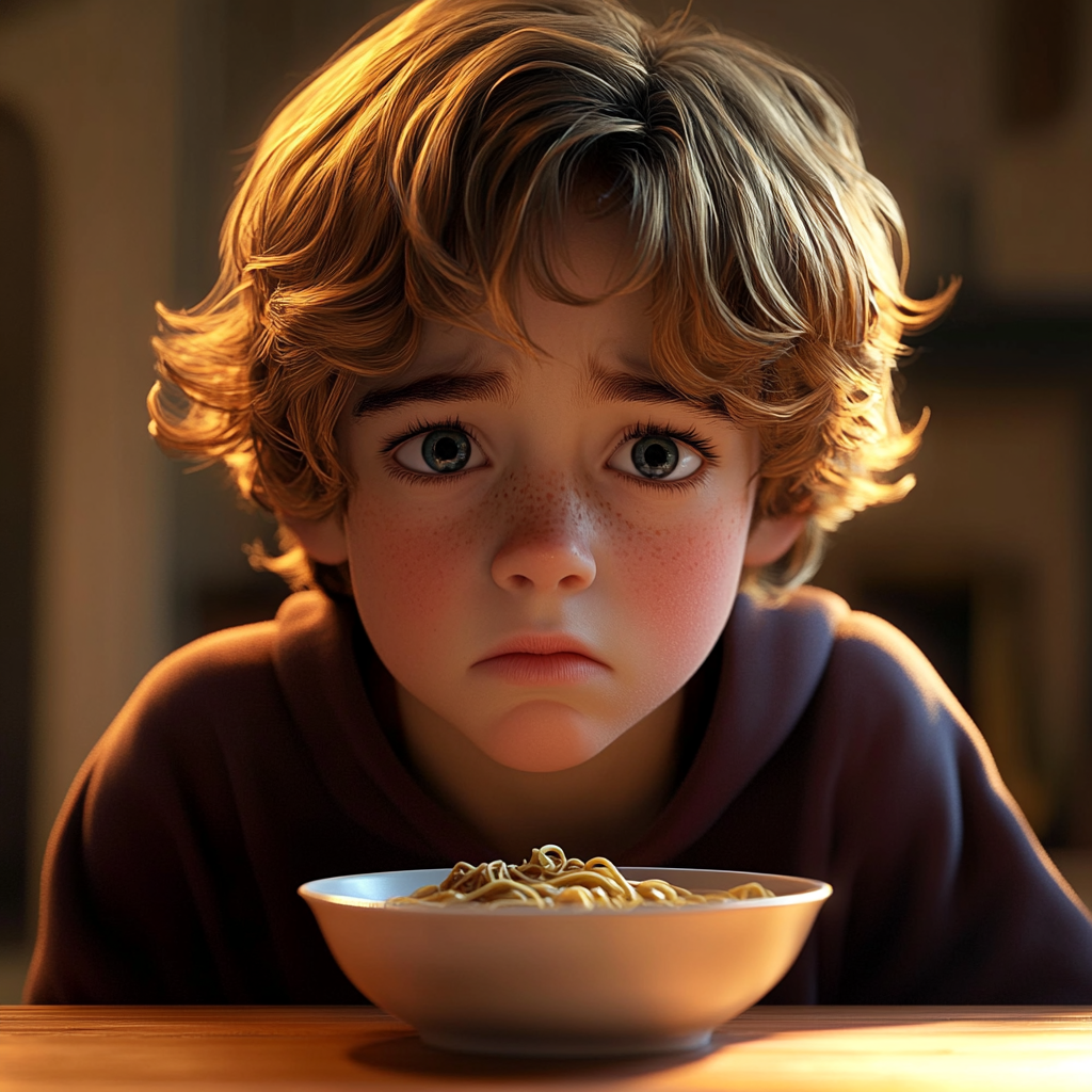 A depressed boy seated at the dining table | Source: no source