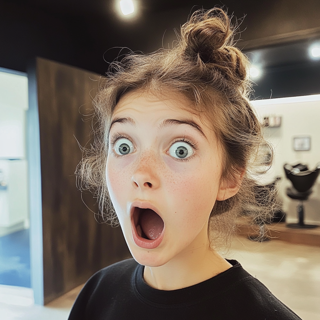 A shocked girl at a hair salon | Source: No source