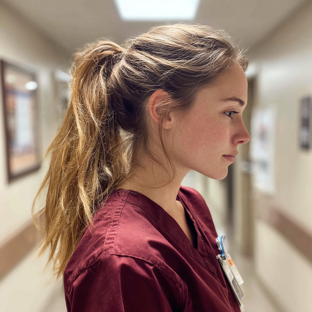 A nurse standing in a hospital hallway | Source: no source