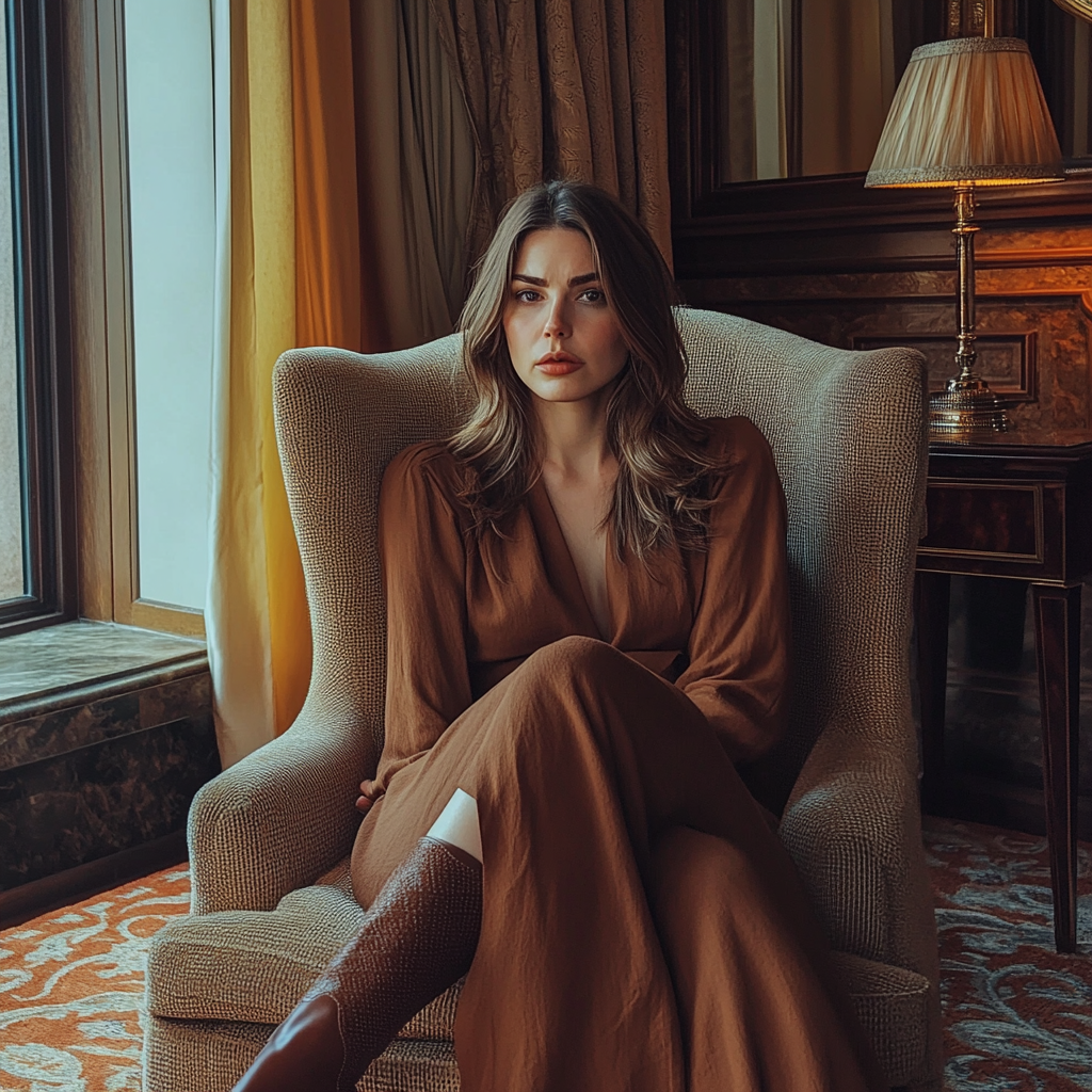 A woman sitting in an armchair | Source: No source