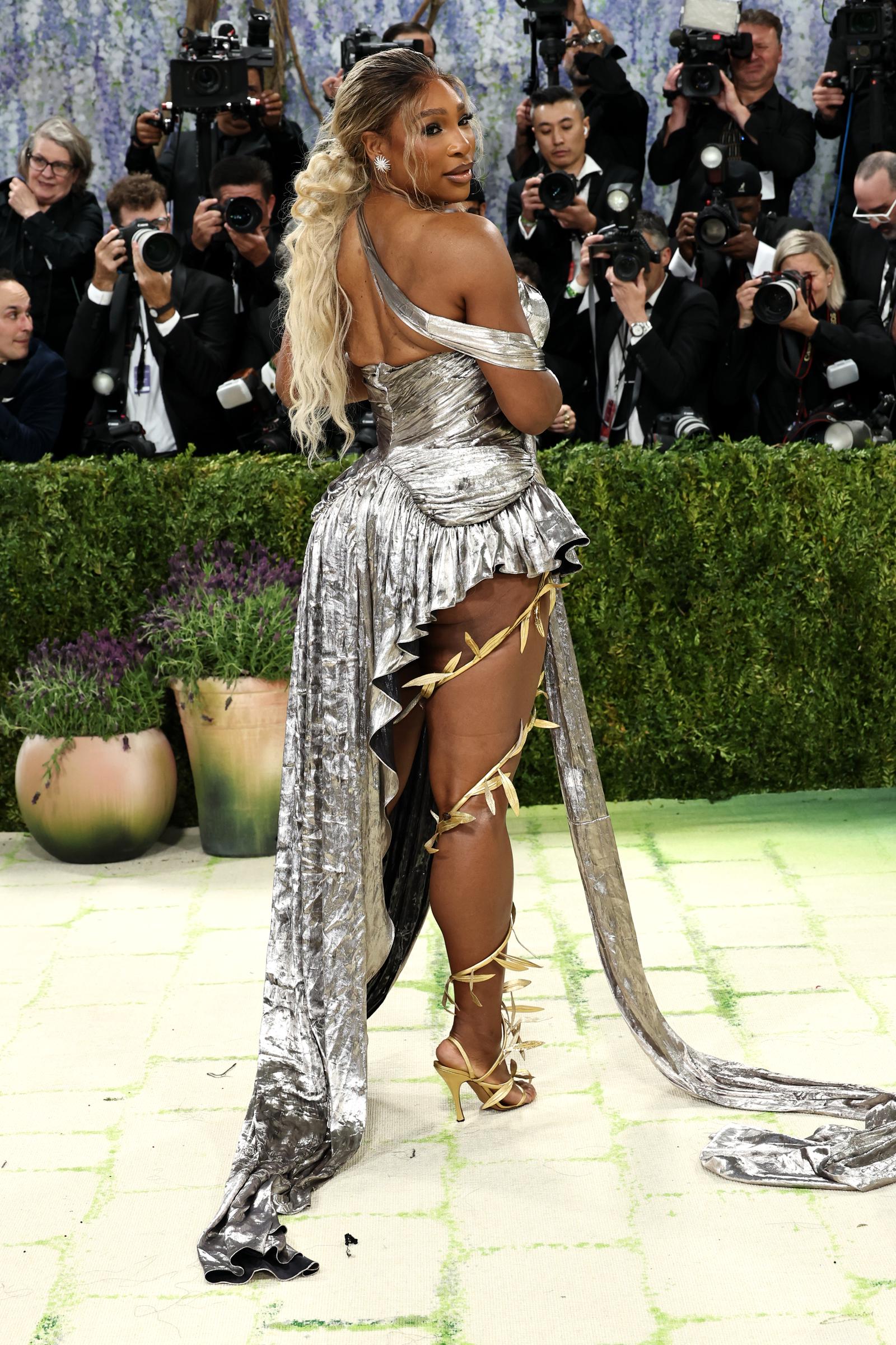 Serena Williams turns heads in a metallic look with sculptural details | Source: Getty Images