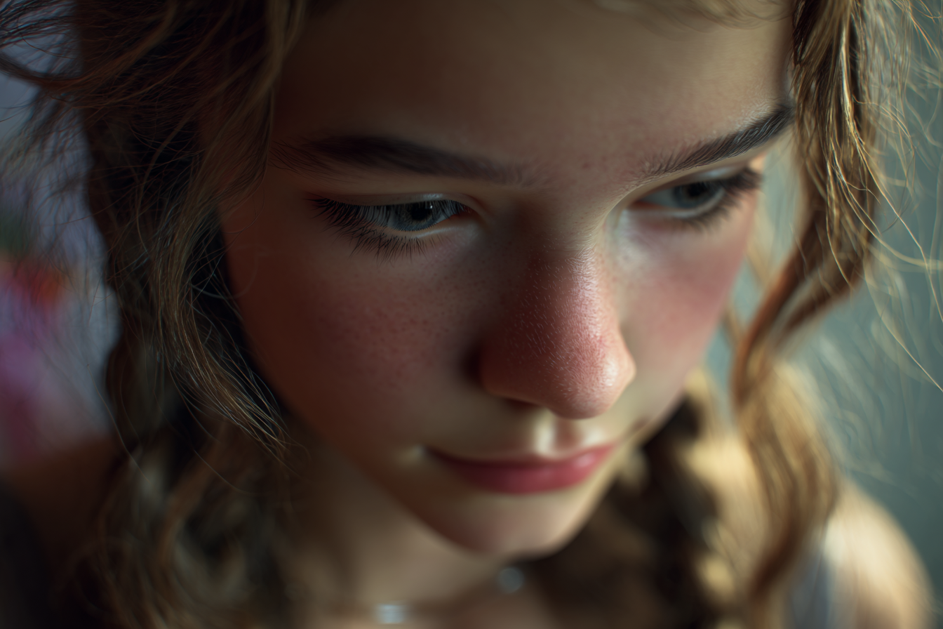 A close-up shot of a girl's face | Source: No source
