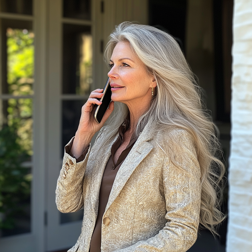 An older woman talking on a phone | Source: No source