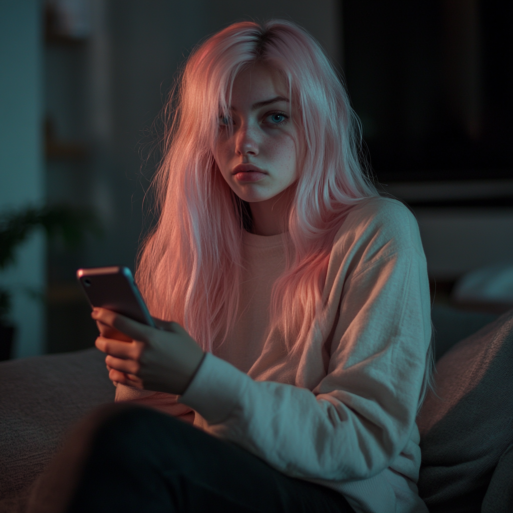 A woman looking away from her phone | Source: no source