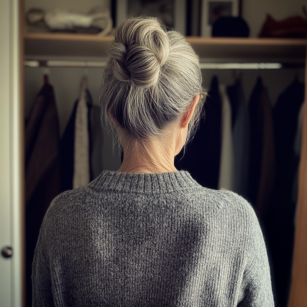 An older woman standing in front of a closet | Source: No source
