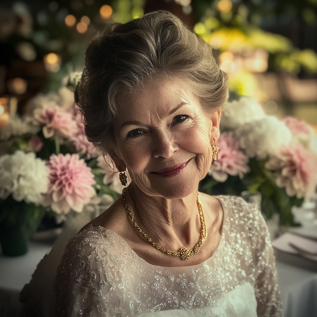 An older woman wearing a bridal gown | Source: no source