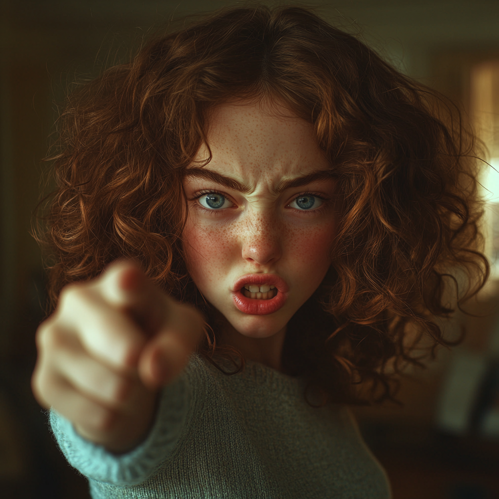 An angry woman pointing her finger at someone | Source: no source