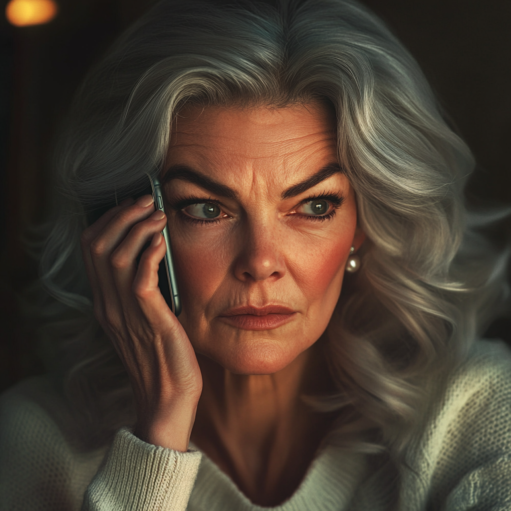 An older lady talking on the phone | Source: no source