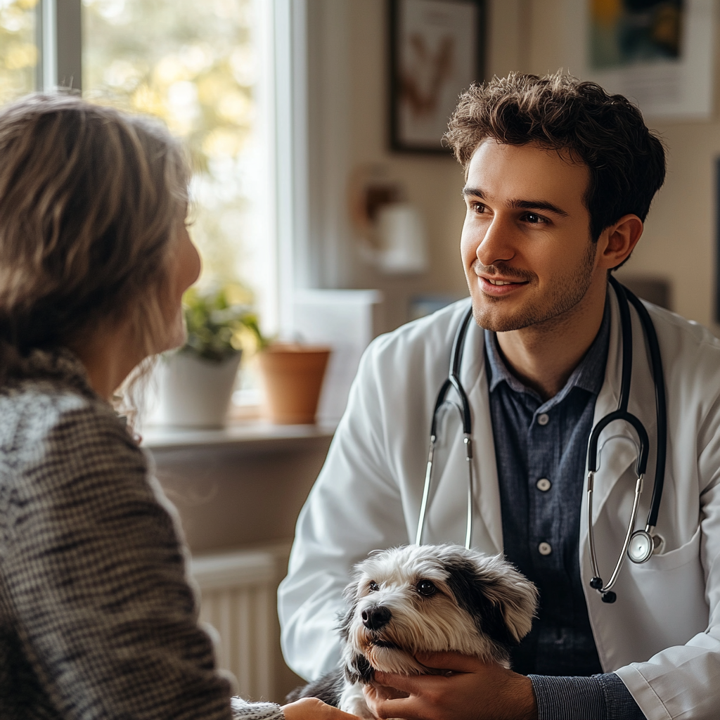 Young veterinary doctor talking to his mother | Source: No source