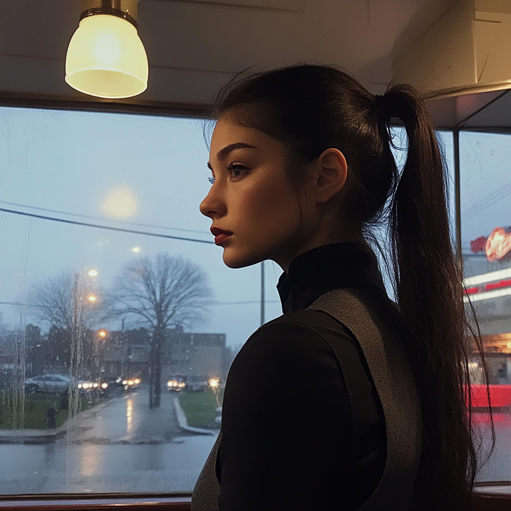 A woman standing in a diner | Source: No source