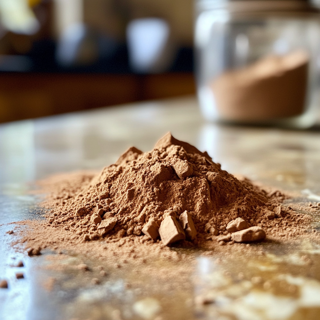 Cocoa dust on a kitchen counter | Source: no source