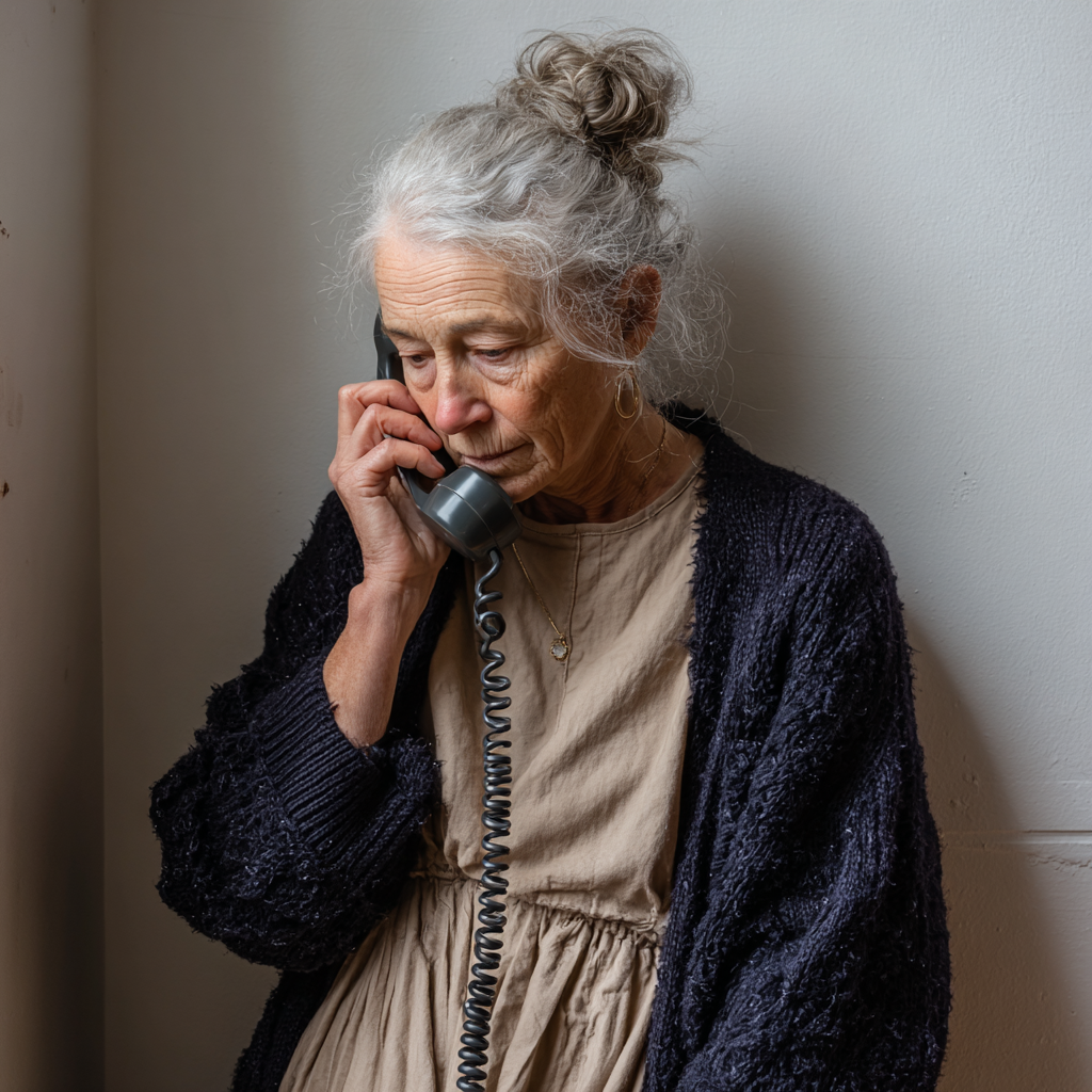 An old woman talking on a phone | Source: No source