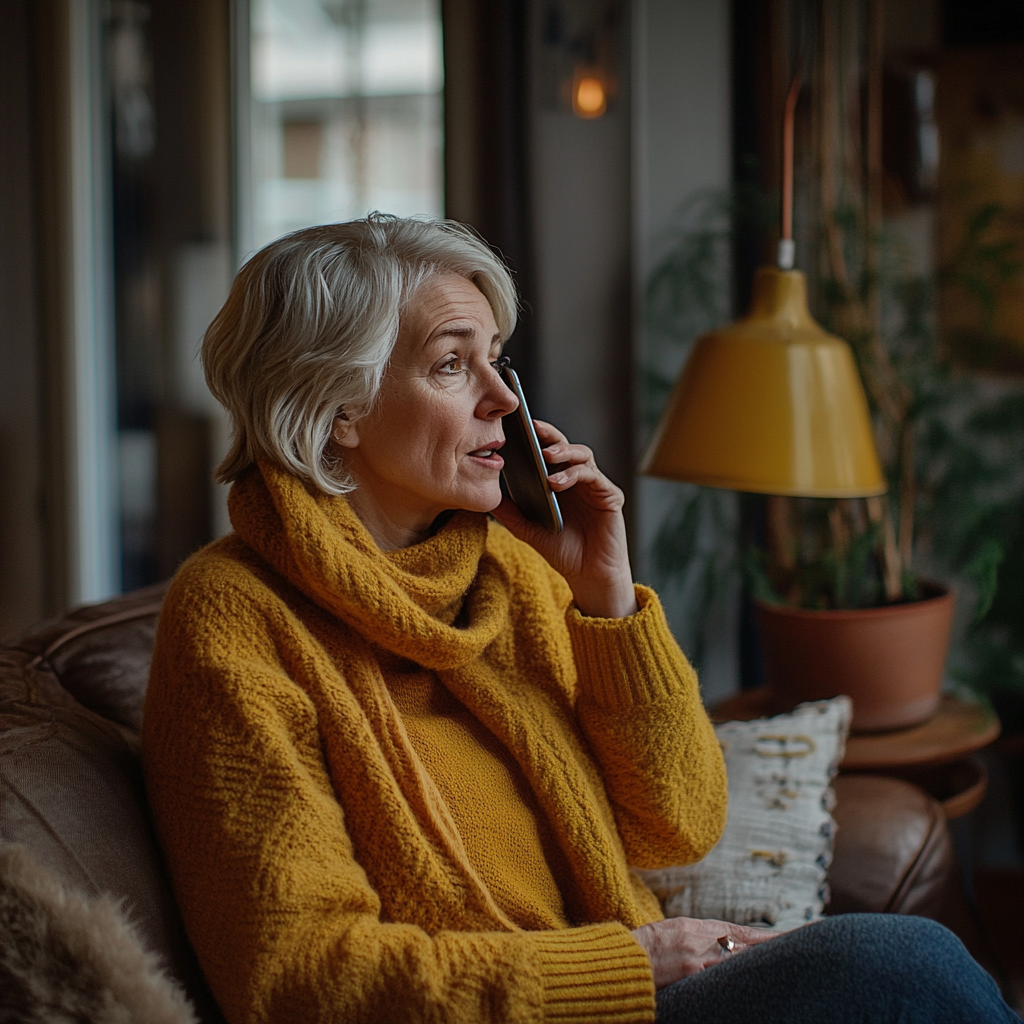 A middle-aged woman talking on her phone | Source: no source