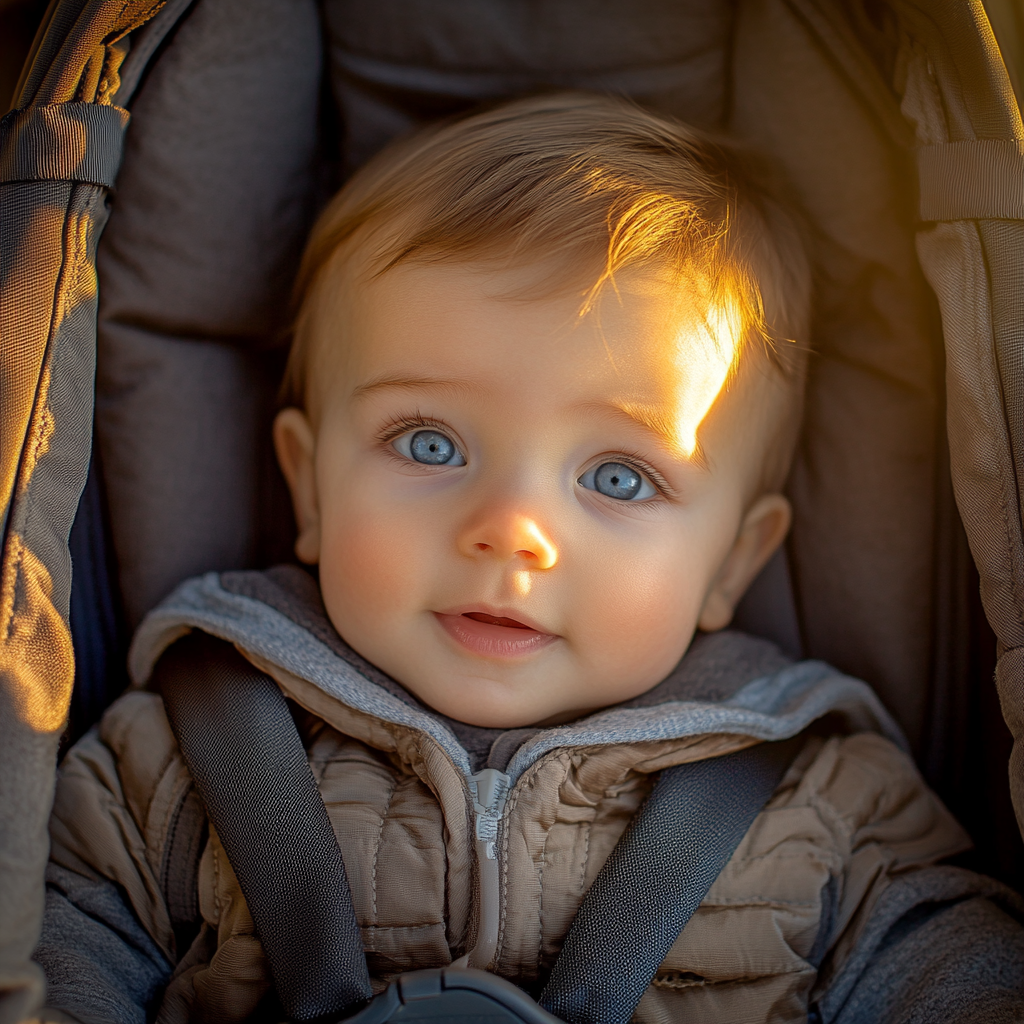 A baby boy in a stroller | Source: No source