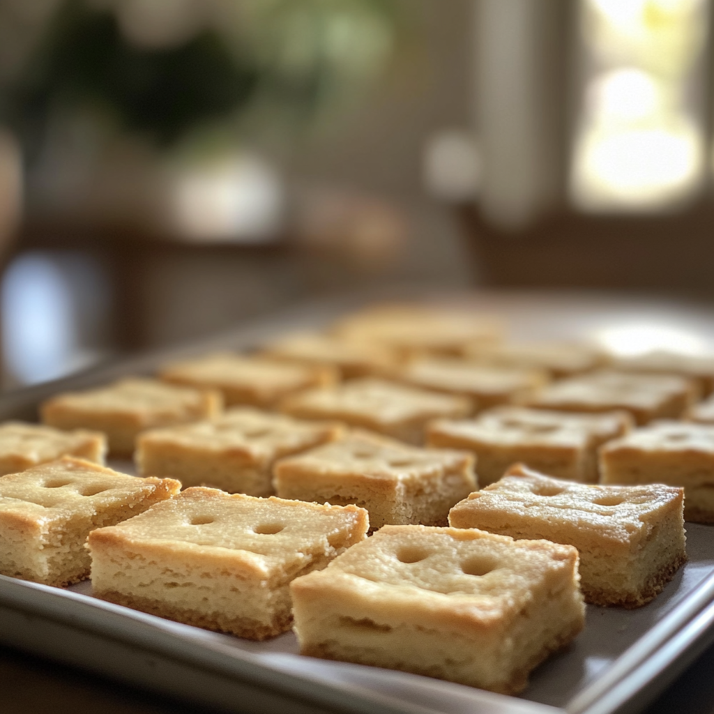 A tray of freshly baked shortbread | Source: No source