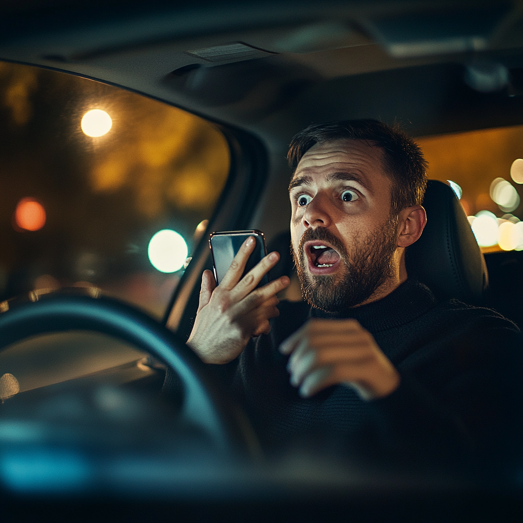 A shocked man in his car | Source: no source