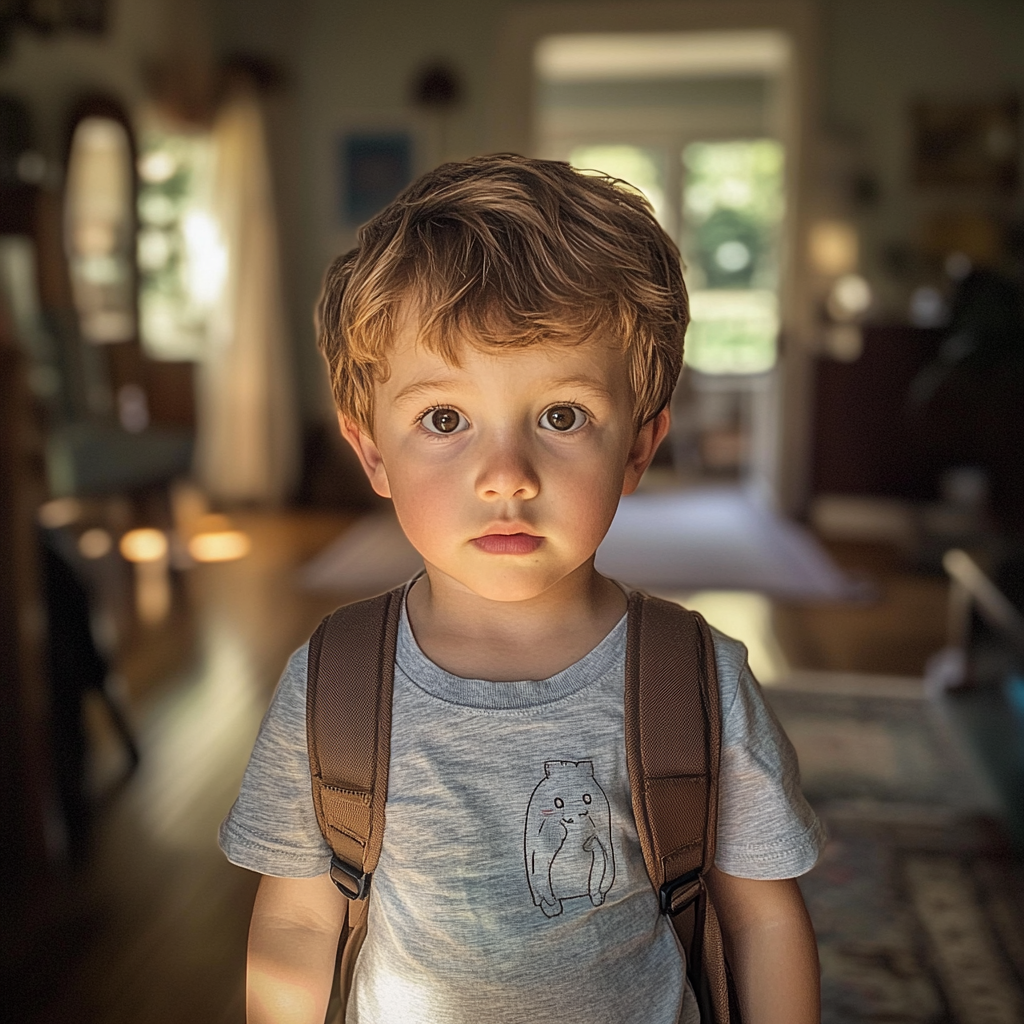 A little boy with a backpack | Source: No source