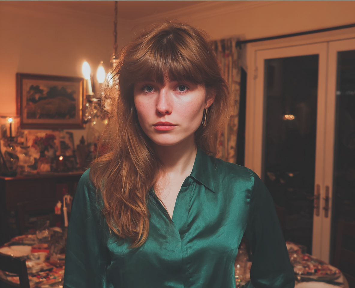 A pensive woman wearing a green blouse | Source: no source
