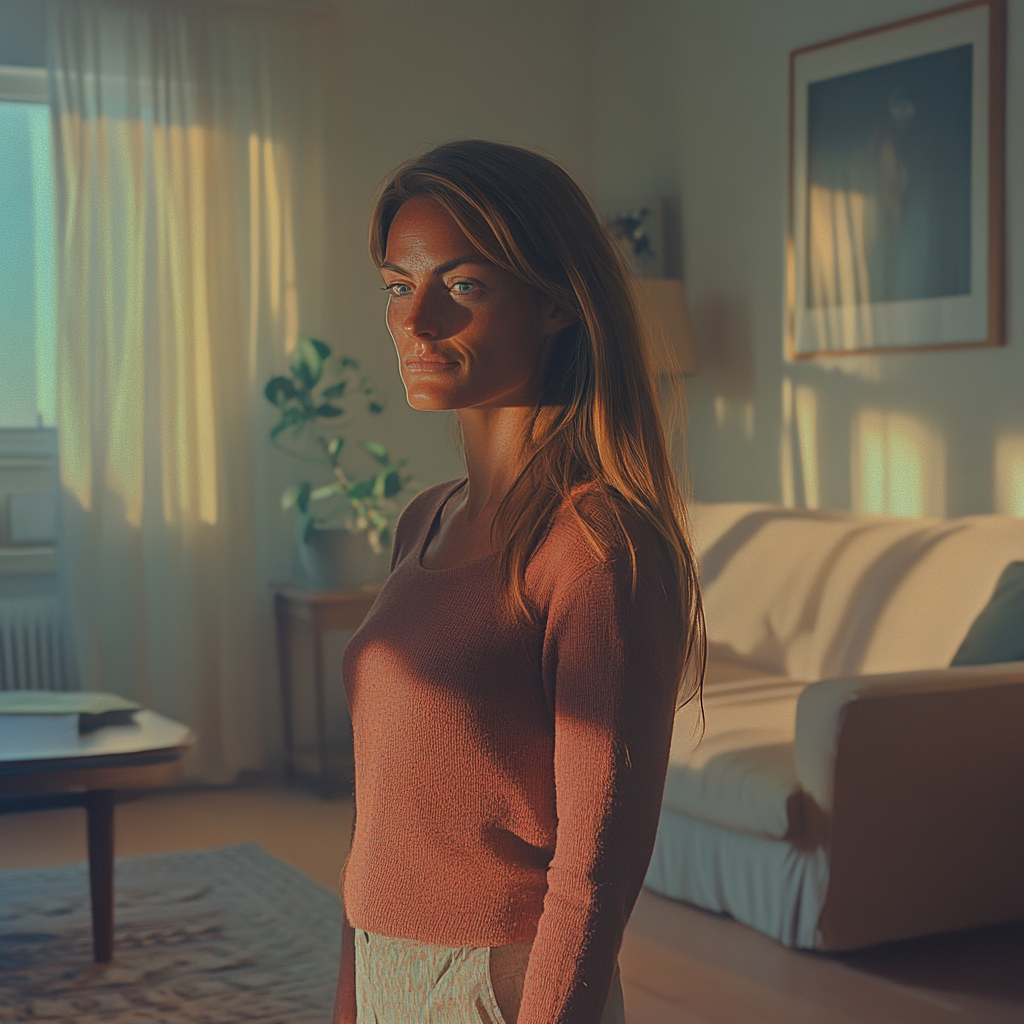 A confident woman standing in the living room | Source: no source