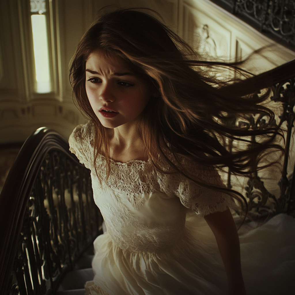 A little girl on a staircase | Source: no source