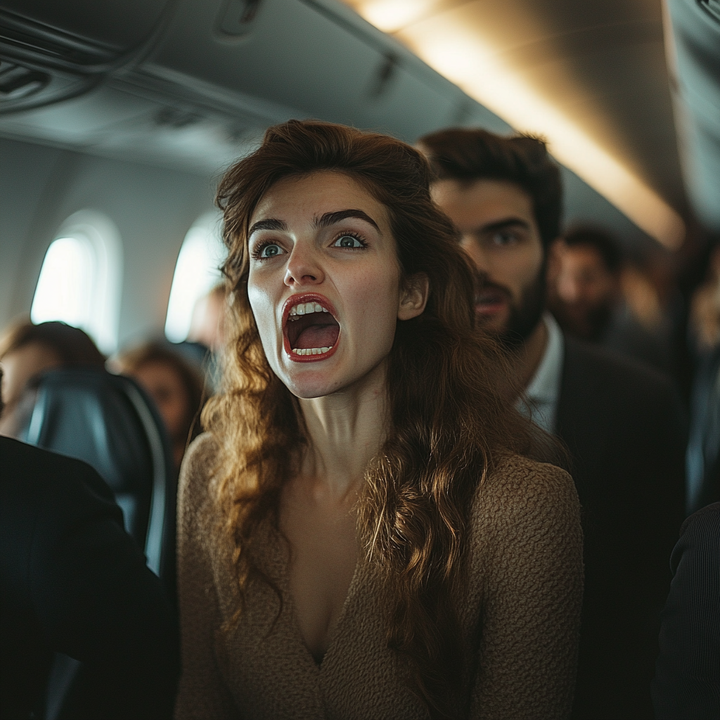 An angry passenger shouting on a plane | Source: No source