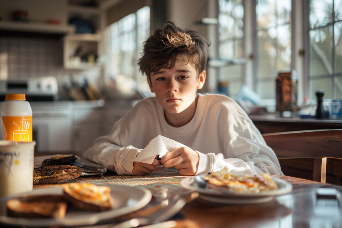 A boy sitting at the breakfast table | Source: No source