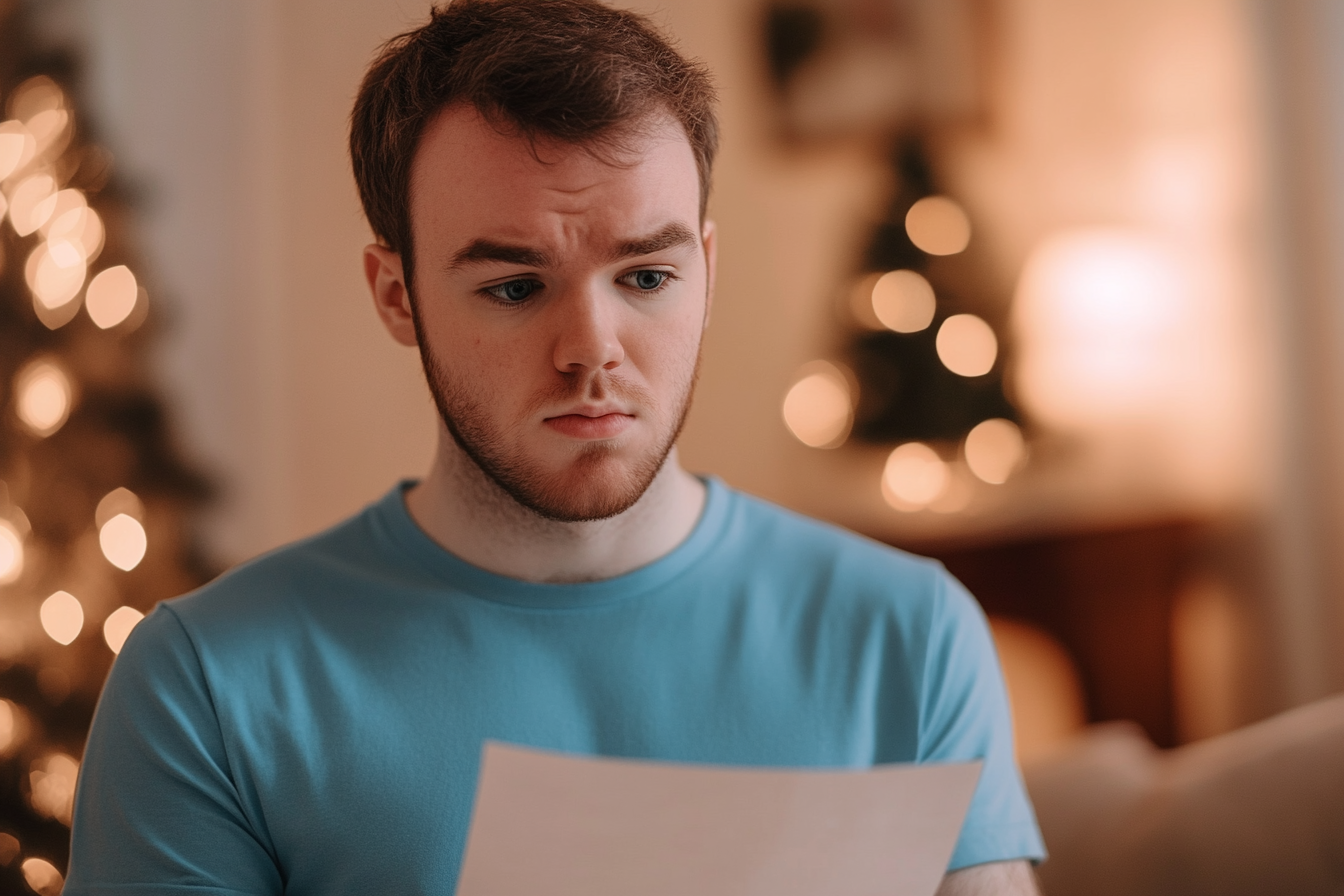 A man looking at a paper | Source: No source