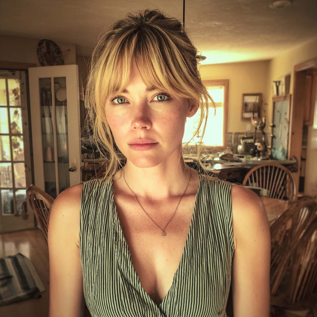 A woman standing in a dining room | Source: no source