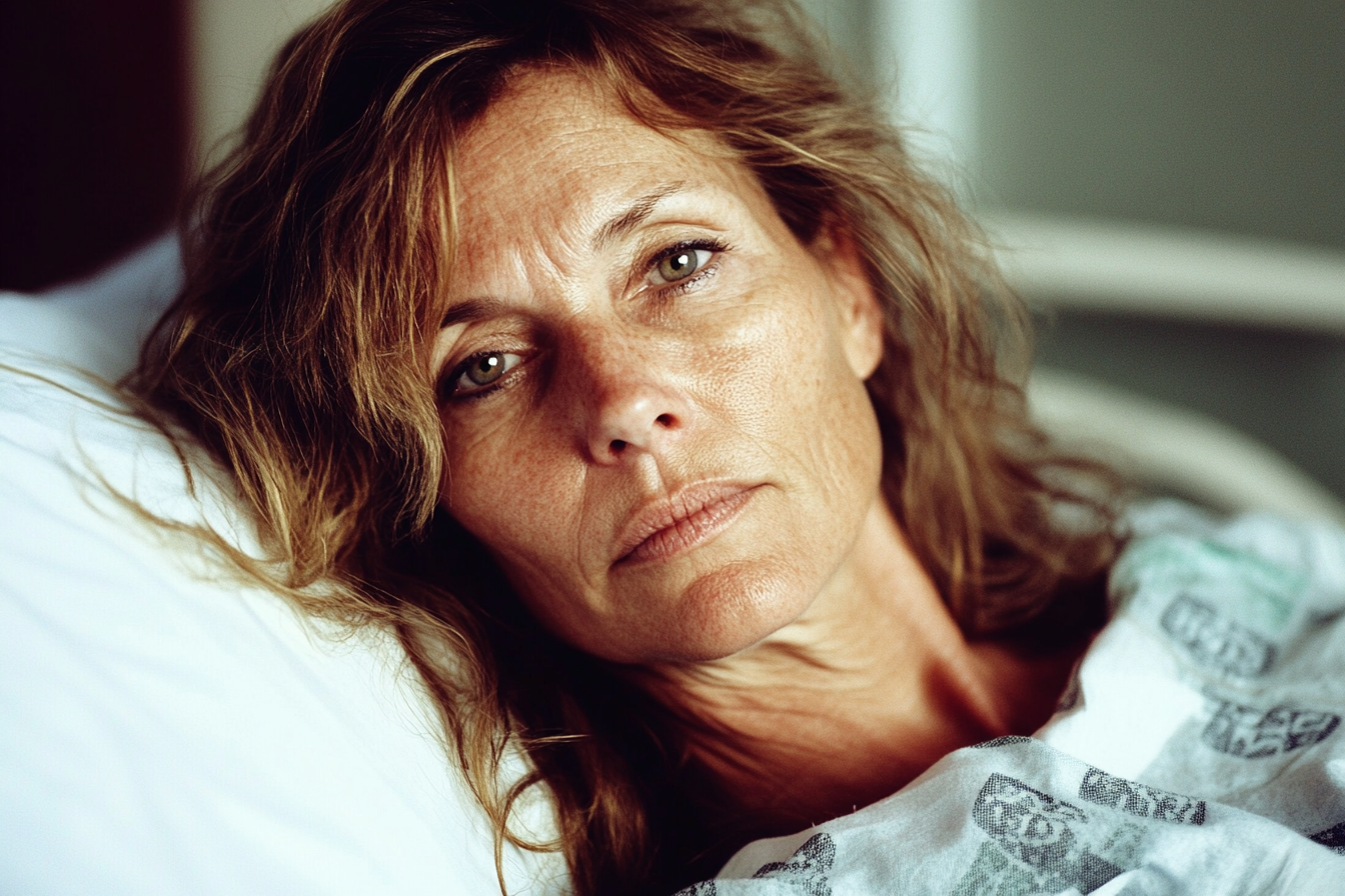 A thoughtful woman in a hospital bed | Source: No source