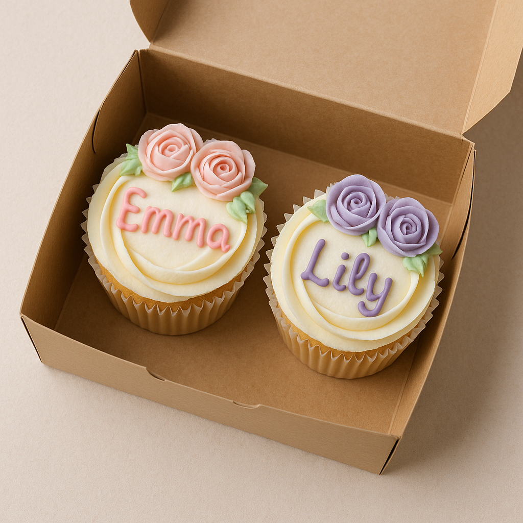 Two cupcakes in a pastry box | Source: No source
