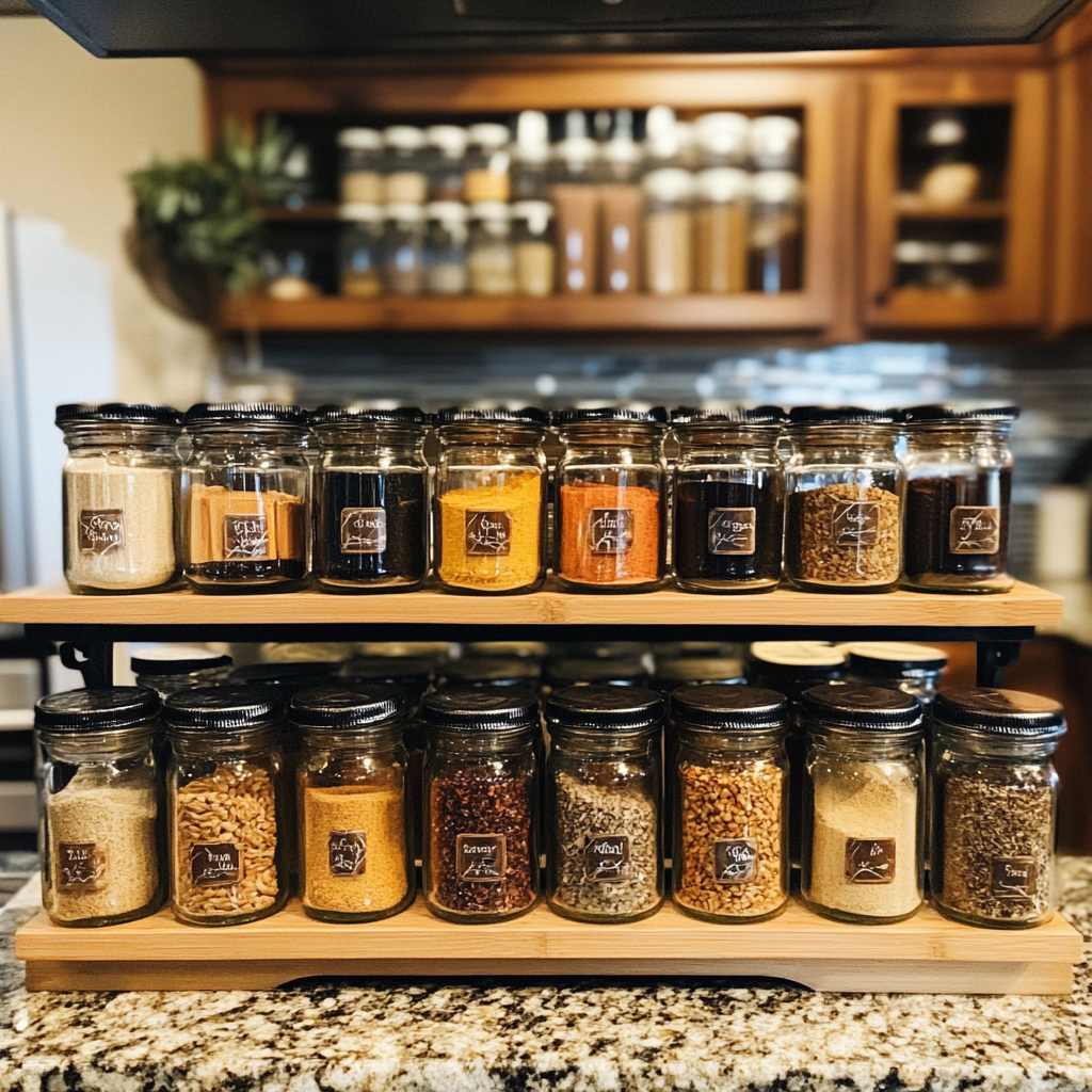 A spice rack on a kitchen counter | Source: no source