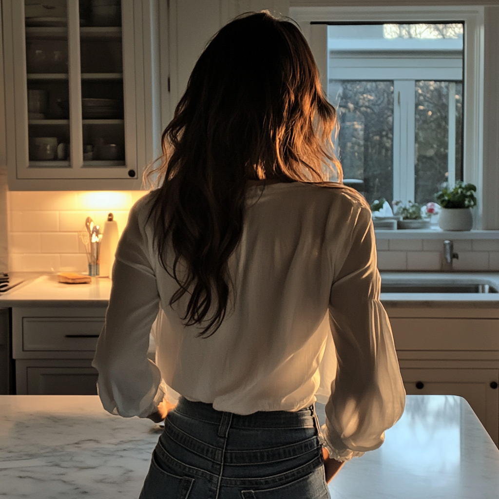 A woman standing in a kitchen | Source: no source