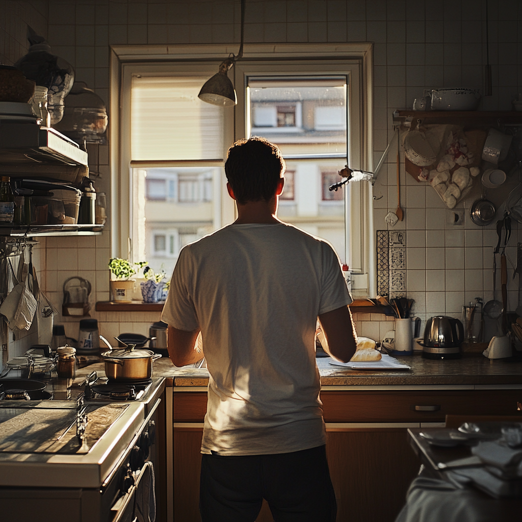 A man in a kitchen | Source: no source