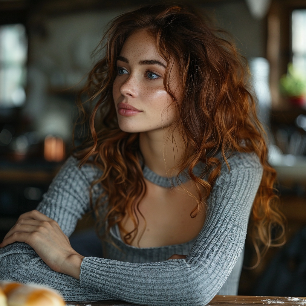 The woman sits at the table | Source: No source