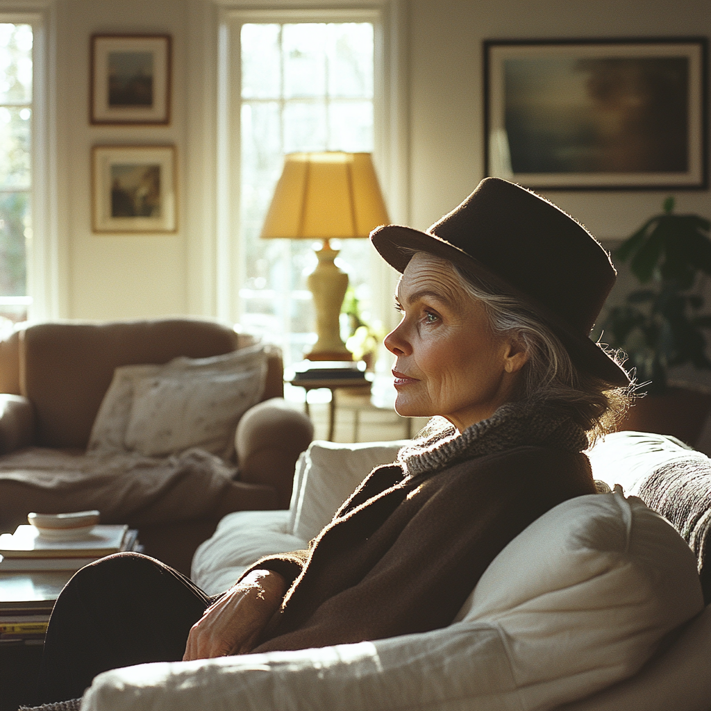 A woman sitting in her living room | Source: no source