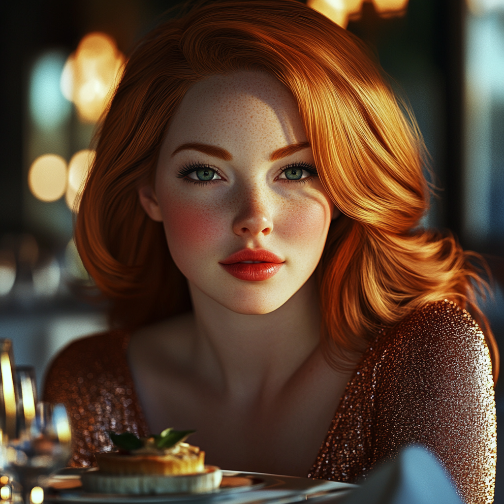 A woman looking at someone in a dining room | Source: No source
