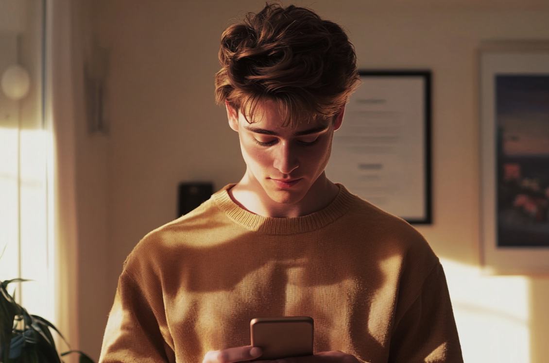 A boy using his phone | Source: no source