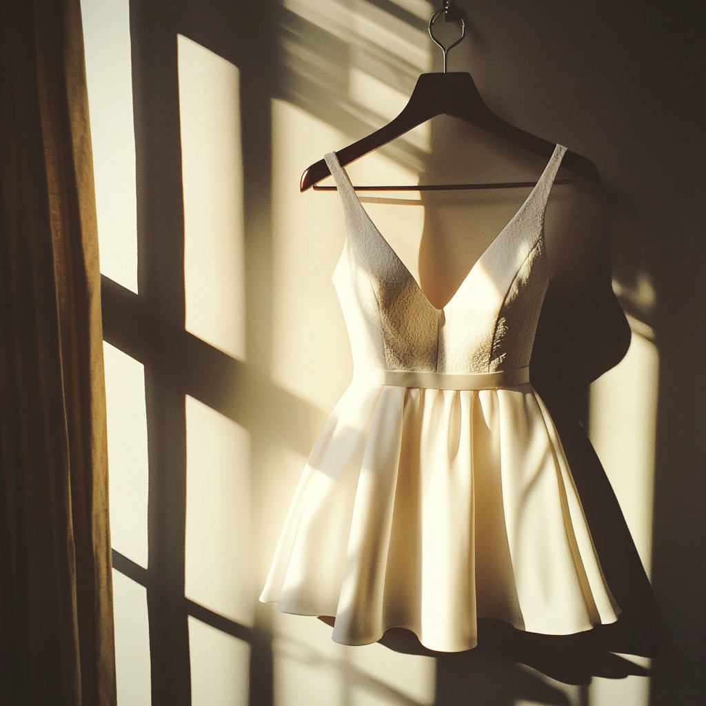 A wedding dress on a hanger | Source: No source
