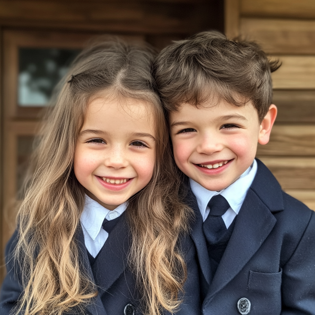 Two kids in their school uniform | Source: No source