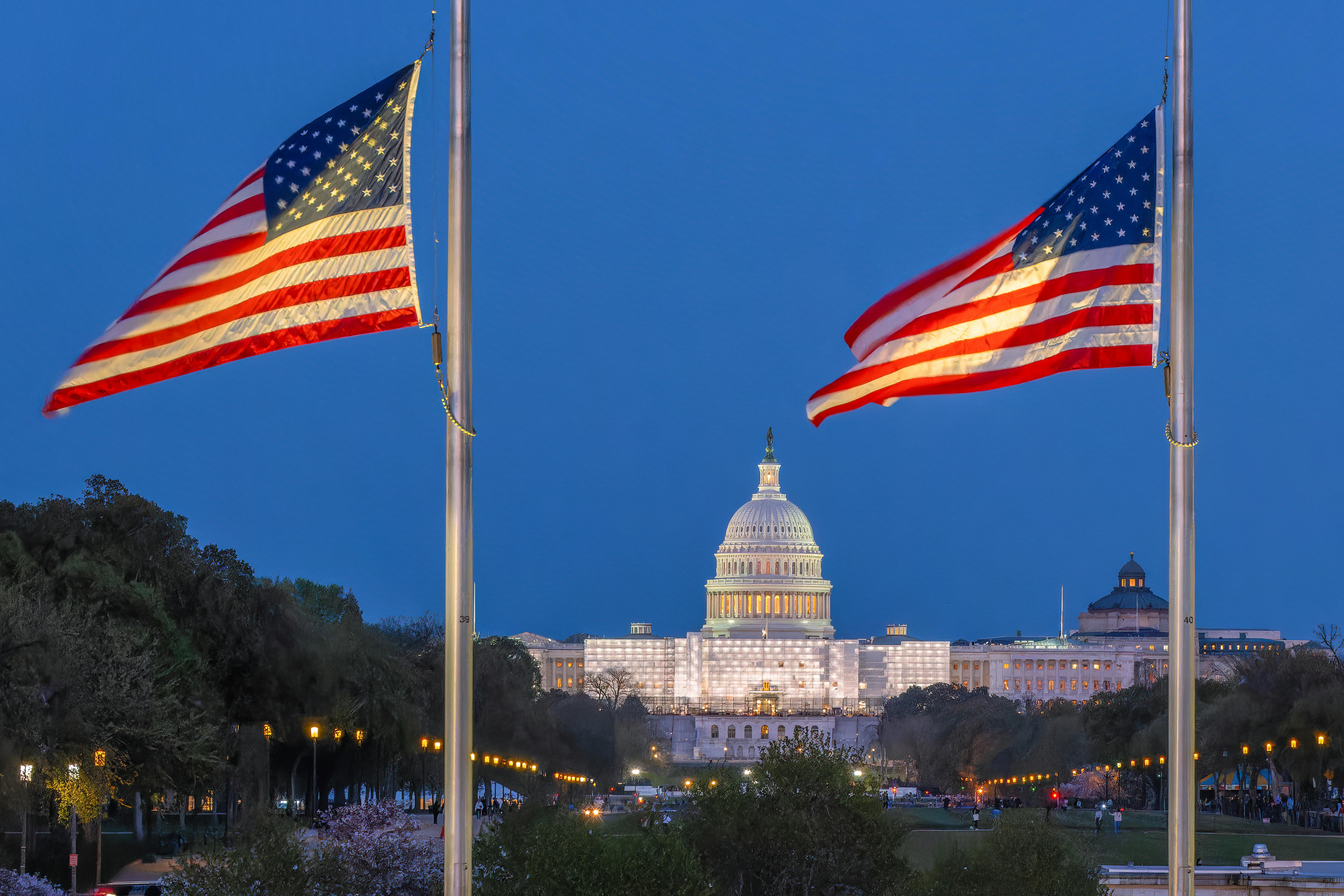 The White House and two American flags | Source: Pexels