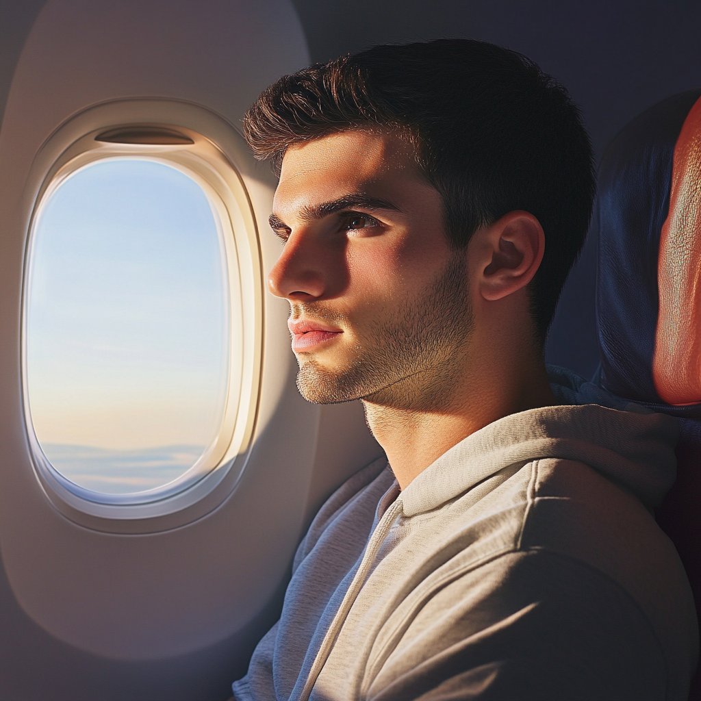 A man sitting in an airplane | Source: No source