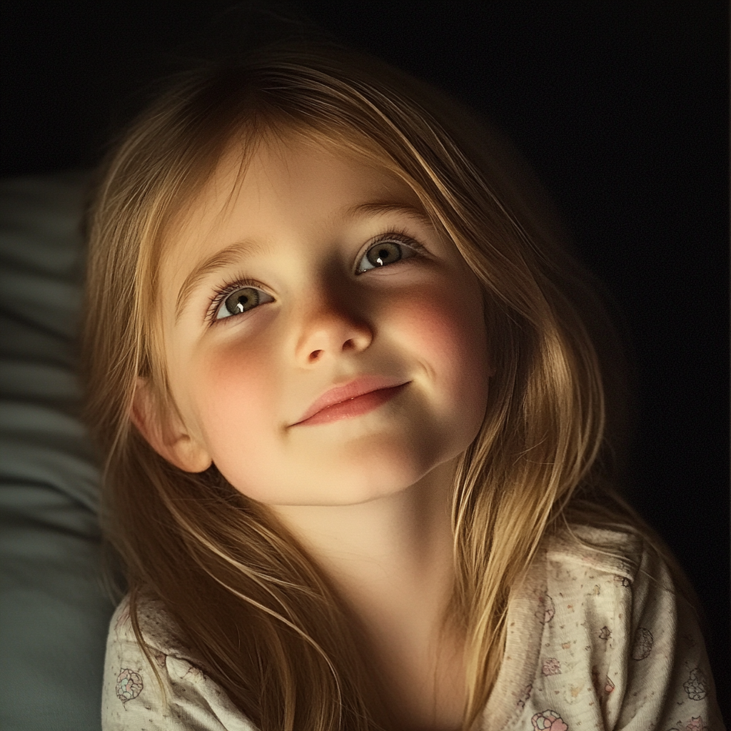 A smiling little girl looking up | Source: no source