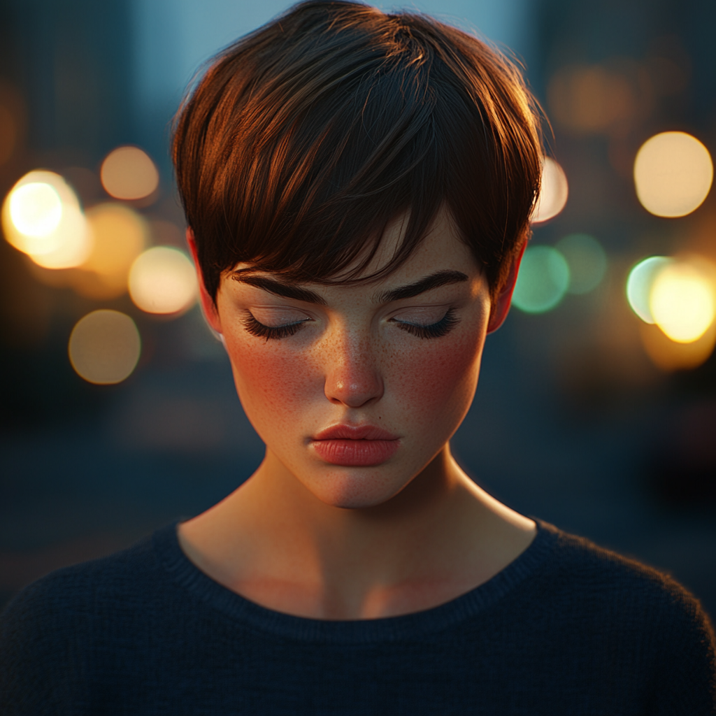 A heartbroken woman with her eyes downcast | Source: No source