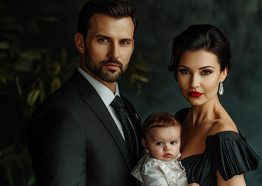 A man standing beside a woman holding a baby | Source: No source