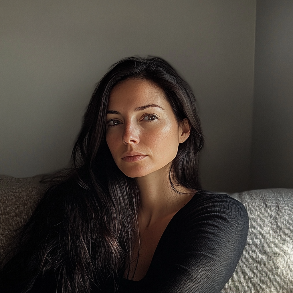 A woman sitting on a couch | Source: no source